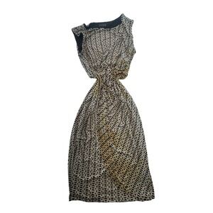 Enfocus Studio Women's Dress Size 12 Sleeveless‎ Geometric Print Black Beige